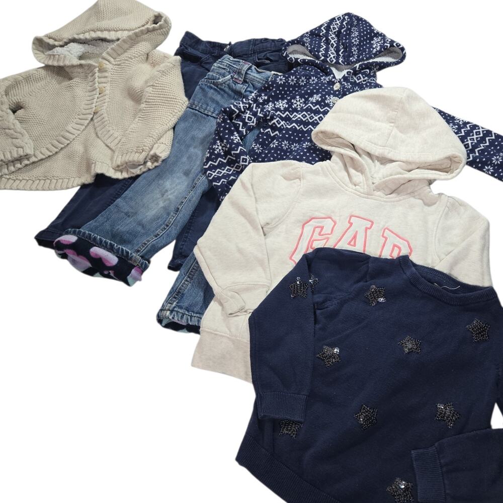 Girls 4T Winter Wardrobe Bundle 6pc Mix Match Sweater Jean Hoodie Pants Warm
